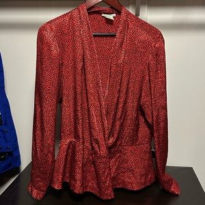 80s vintage shoulder pad polka dot blouse